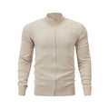 Men's casual zip-front sports sweater with stand collar in cotton fabric loose fit