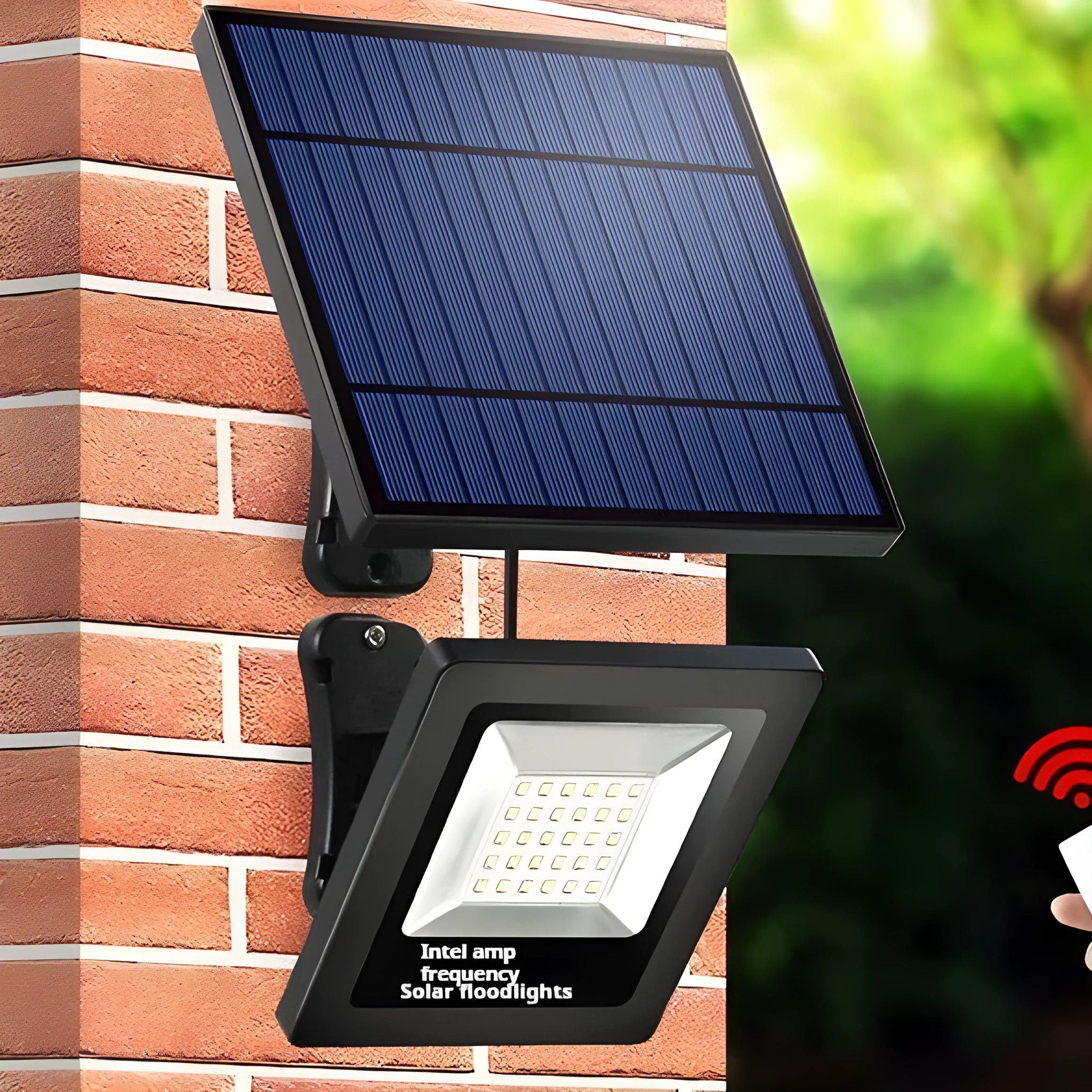 A waterproof IP65-rated solar-powered LED light for outdoor courtyards and gardens.