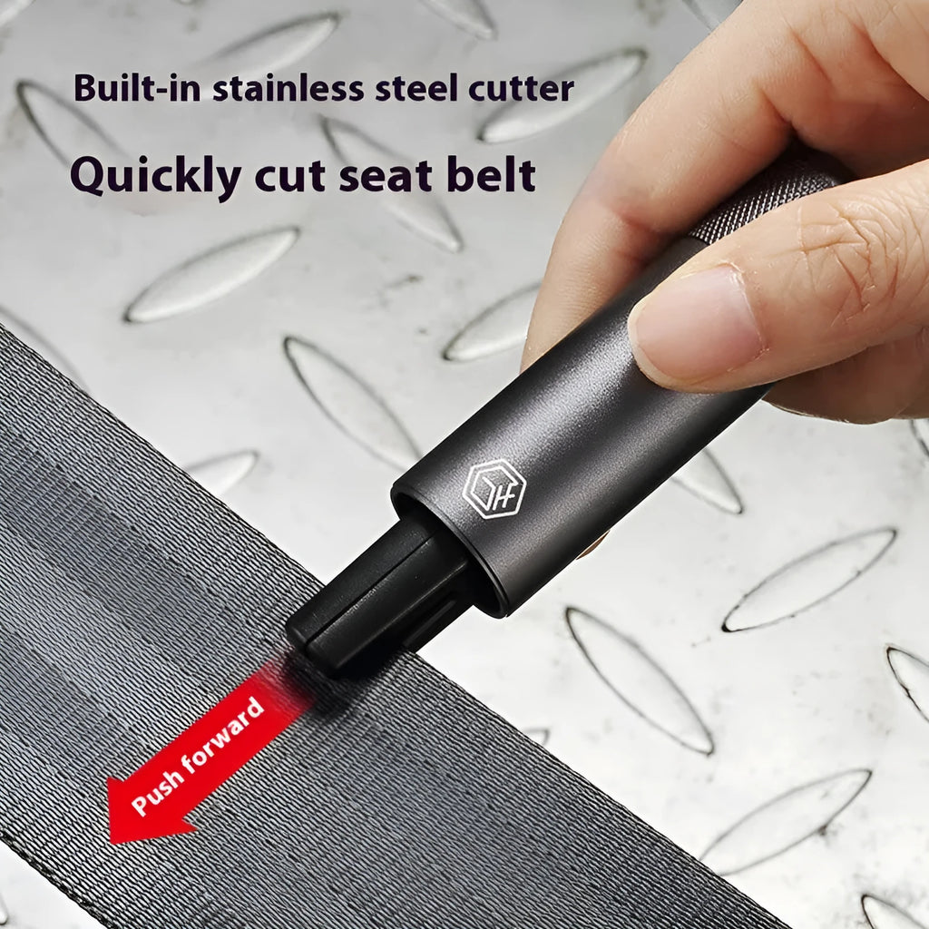 Gun grey car safety hammer with window breaker and seatbelt cutter on aluminium alloy body