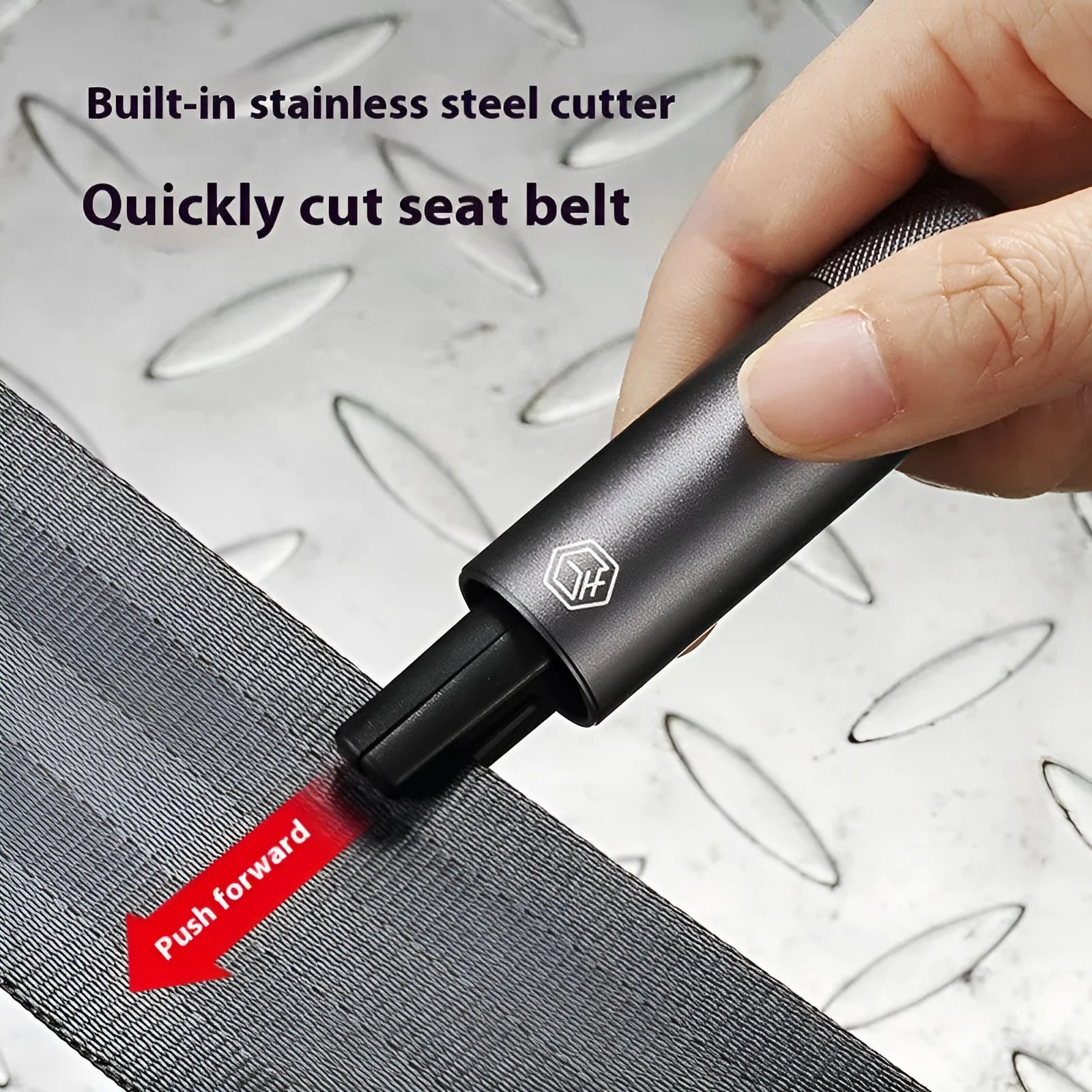 Gun grey car safety hammer with window breaker and seatbelt cutter on aluminium alloy body