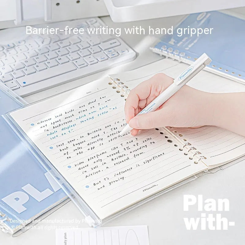 A5 PVC loose spiral notebook binder in blue or white colour with clear front cover