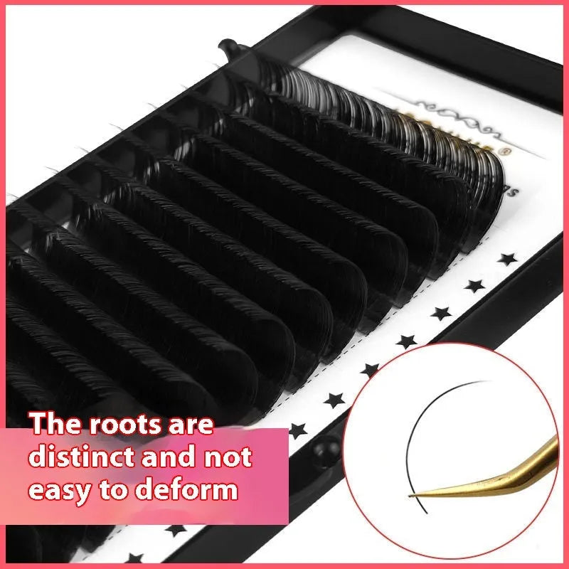 Close-up of 16-row dense mink hair false eyelashes showing length options from 8mm to 18mm.