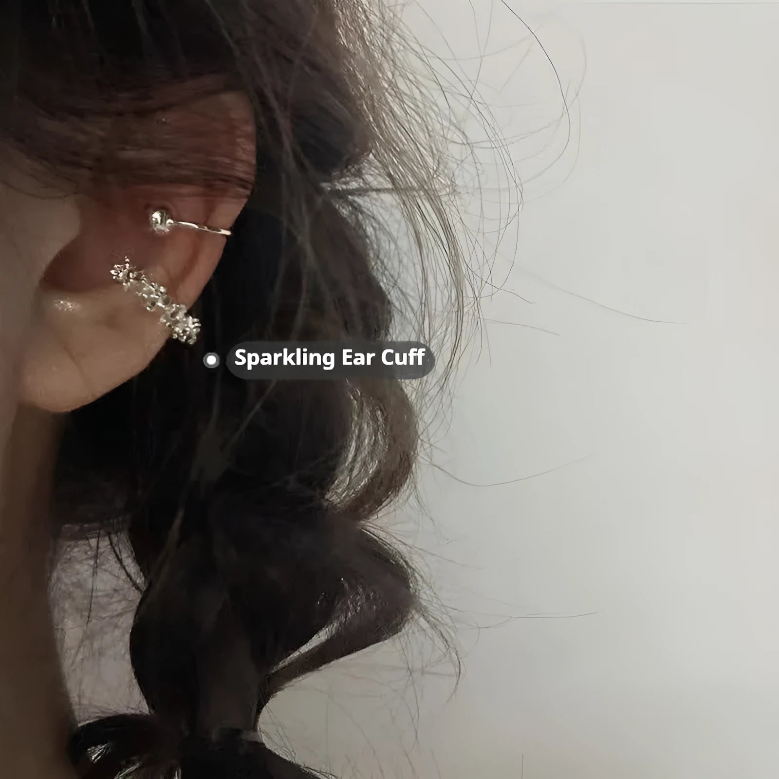 Irregular geometric frosty ear clip earrings in alloy metal with double fastening system