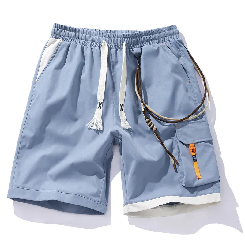 Men's plus size bamboo fibre shorts with elastic high waist in a straight-leg, cropped style.