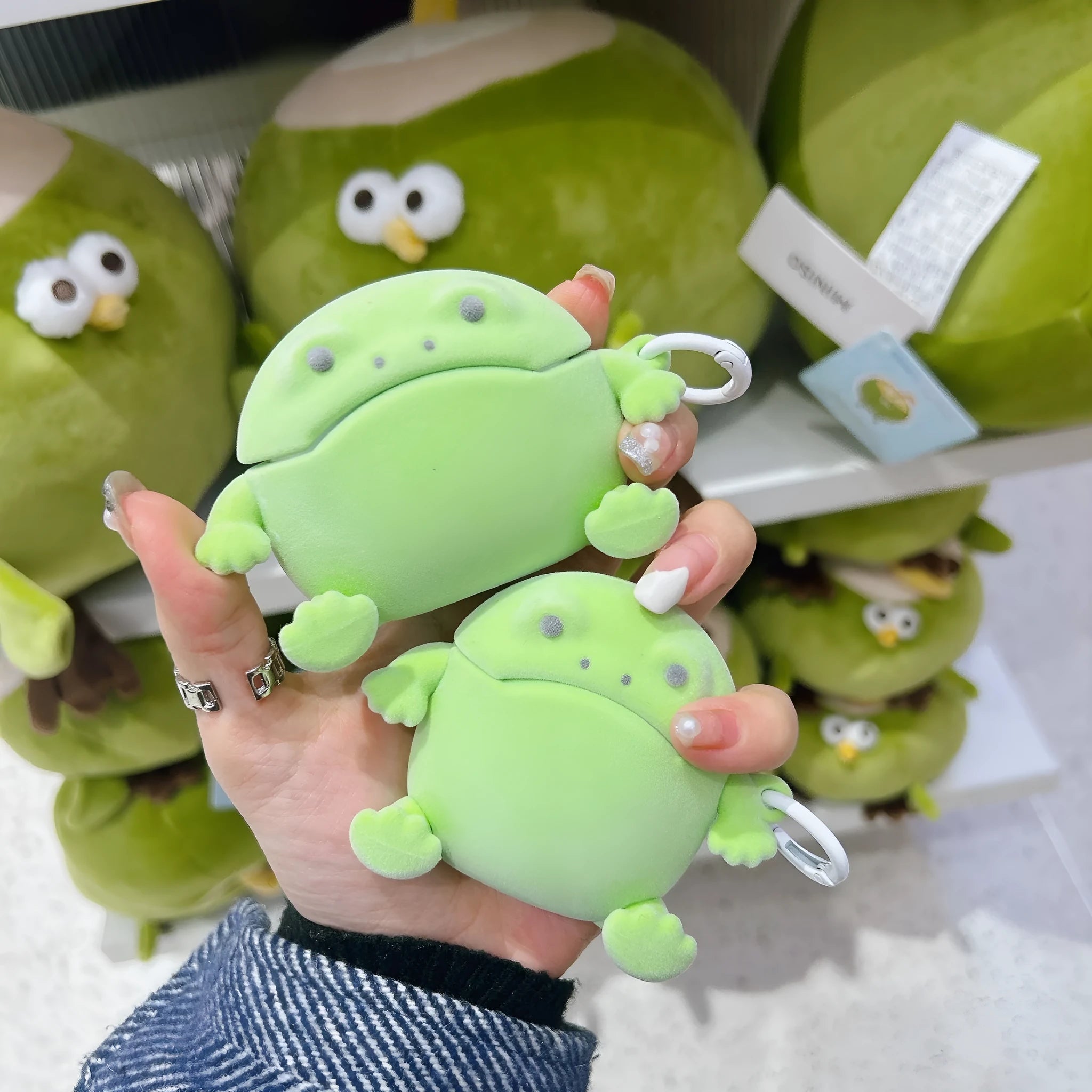 Flocking Frog Earphone Protective Case Cover for AirPods 1 2 3 4 Pro Pro 2 TPU Soft Silicone Embossed Cartoon Design Lanyard Included in Selected Options Japanese Korean Style