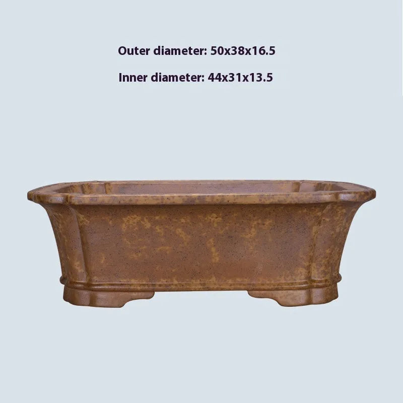 Purple sand rectangular flowerpot with modern design and hand-changed drainage system
