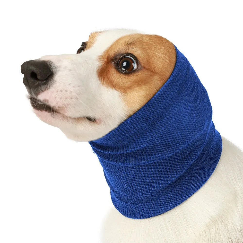 Blue and grey polyester dog head cover comforter scarf in three sizes S, M, L
