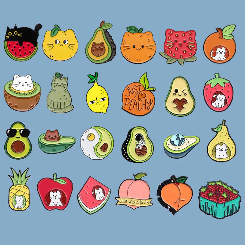 Colourful cartoon fruit zinc alloy brooch with metal pin back