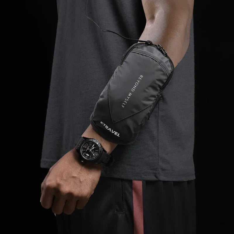 Lightweight reflective running arm band for phones up to 7 inches, shown in fluorescent yellow.