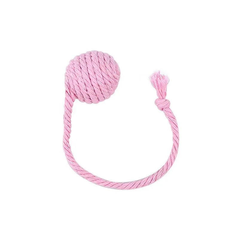 Green cat toy ball with rope and bell for kittens in 6cm and 3cm sizes