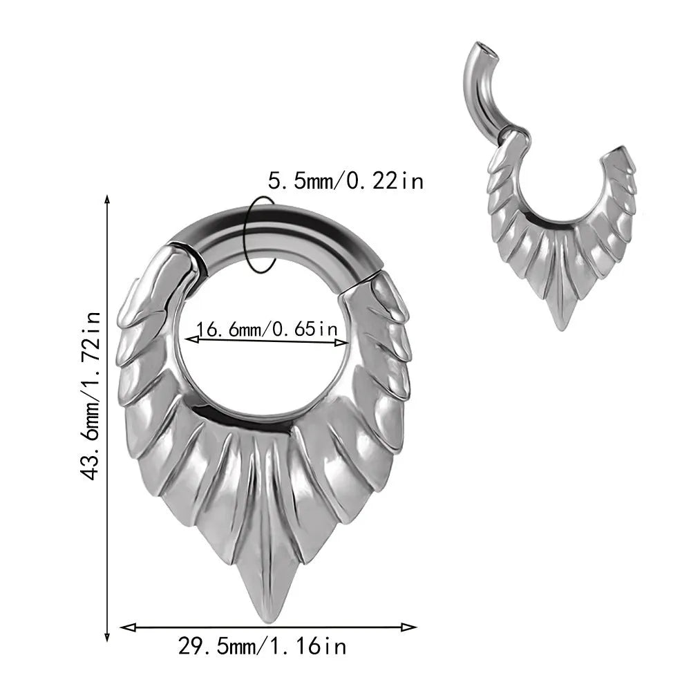 Stainless steel drop-shaped auricle ear extenders with round hanging egg design and totem patterns