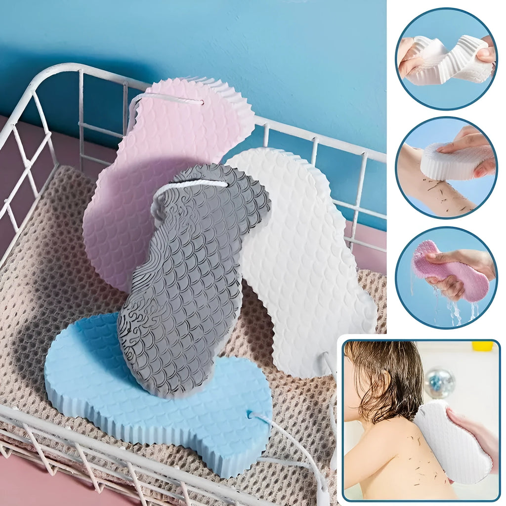3D fish scale pattern bath sponge ball in super-soft sponge material for gentle body exfoliation