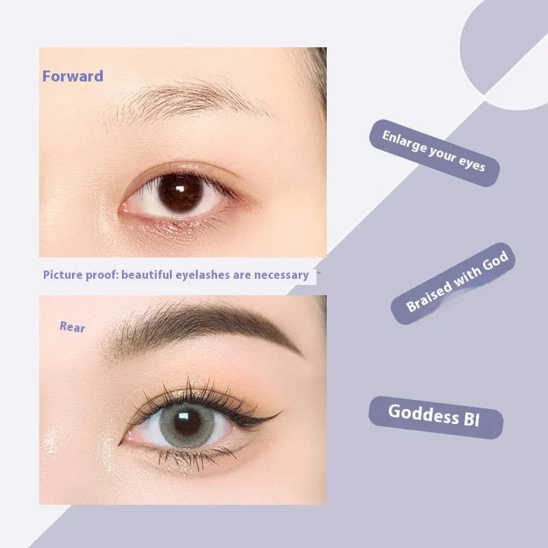 Black V-shaped fairy fishtail false eyelashes showing segmented design in natural long style