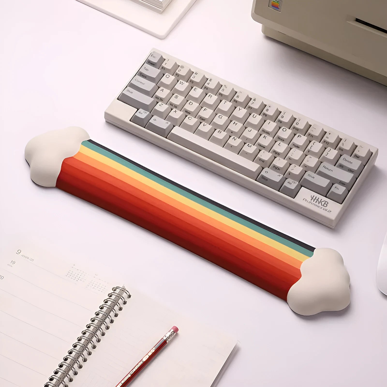 Silicone wrist rest mouse pad and keyboard support with cloud pattern design
