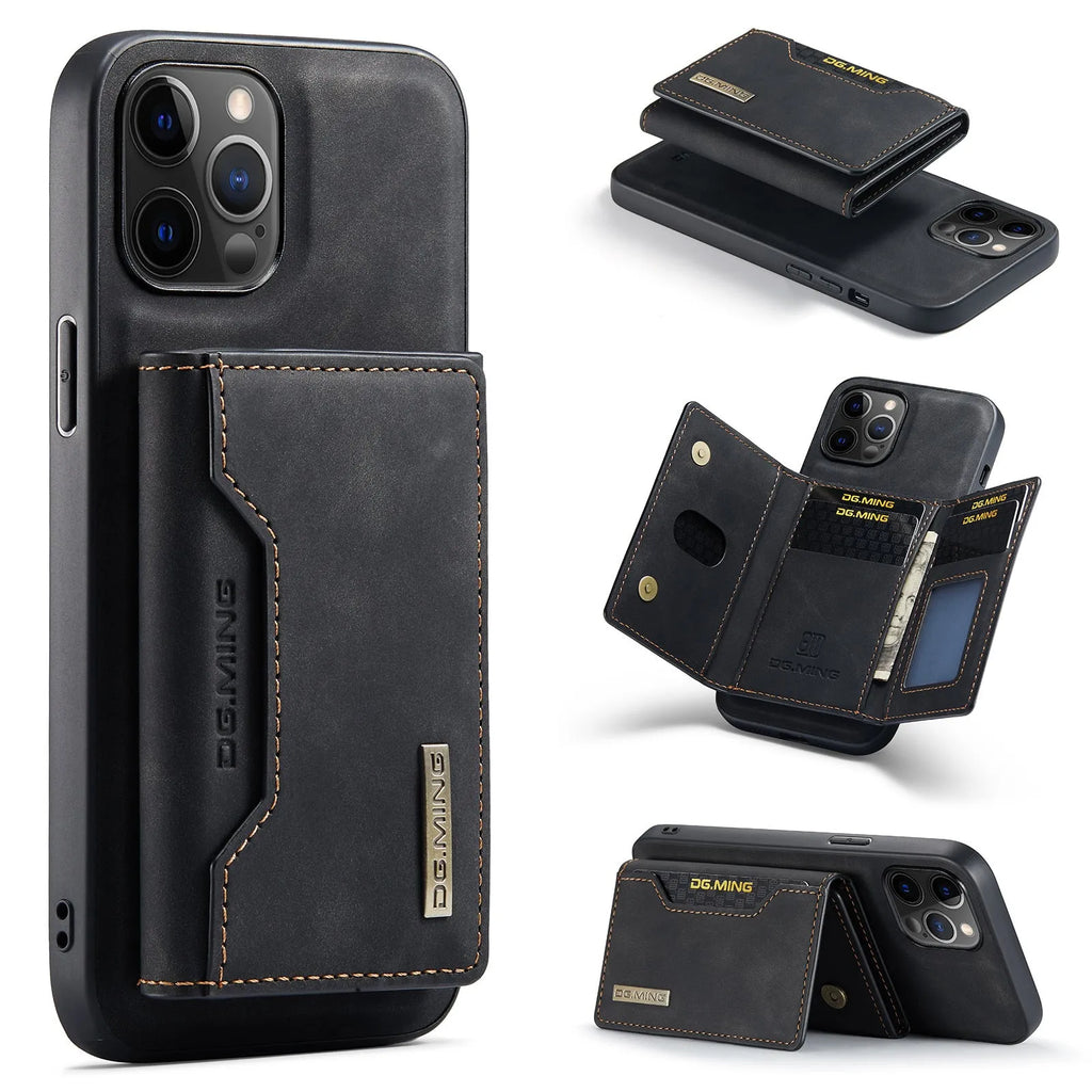 Magnetic card holder split protection phone case in PU for Apple iPhone, available in combination colours