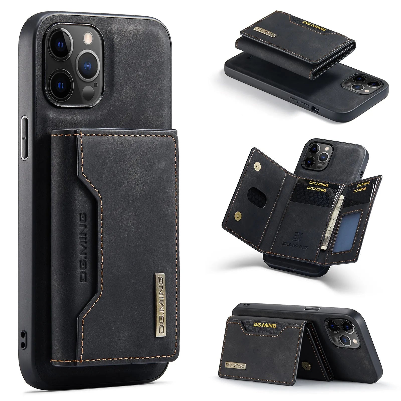 Magnetic card holder split protection phone case in PU for Apple iPhone, available in combination colours