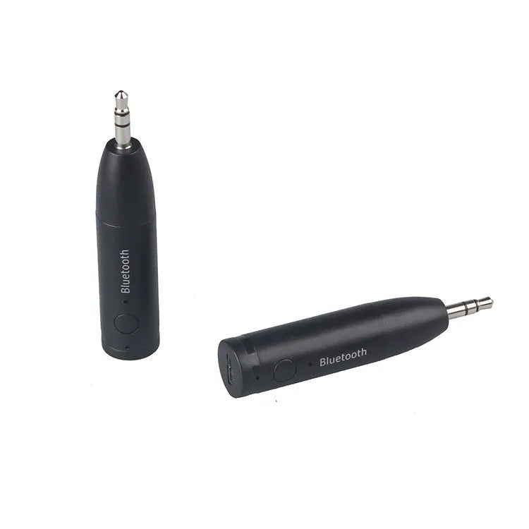 Black car AUX Bluetooth audio receiver with USB cable for wireless music streaming
