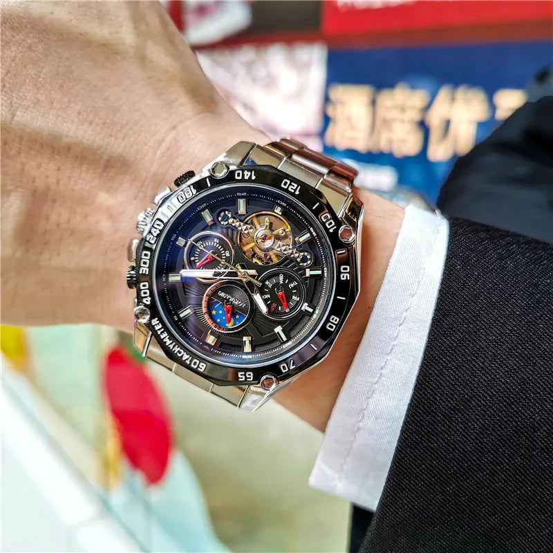 Men's automatic mechanical watch with 12mm thickness in multiple colour combinations