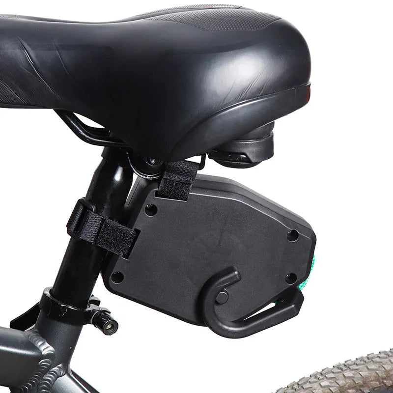 Black plastic bicycle trailer traction rope with connector fittings for mountain bike towing