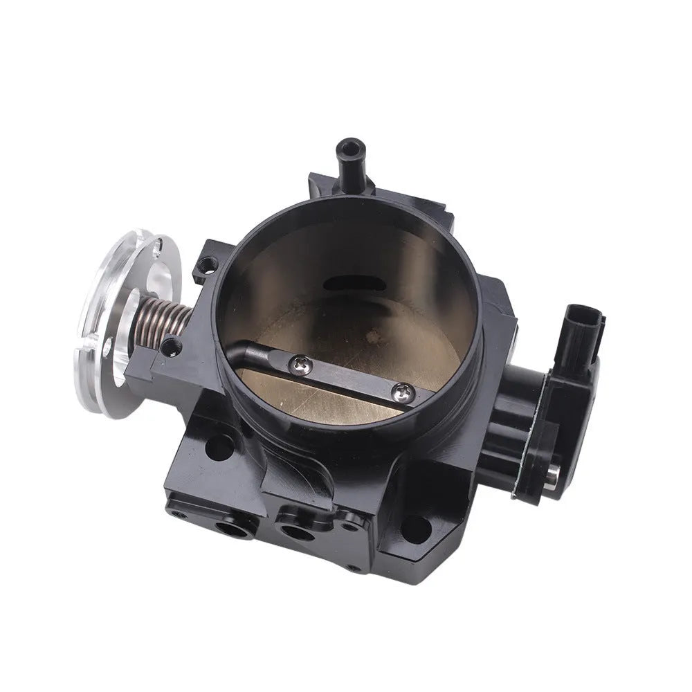 Honda K20A aluminium alloy throttle body showing 70mm diameter in black finish