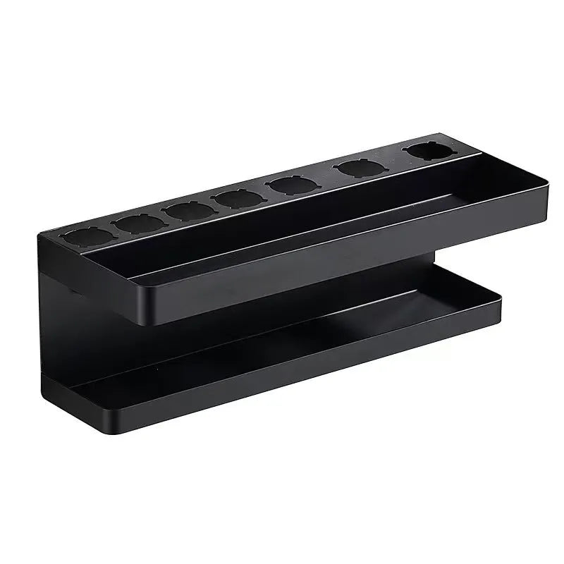 White punch-free aluminium bathroom storage rack holding Marcel wavers on double layers
