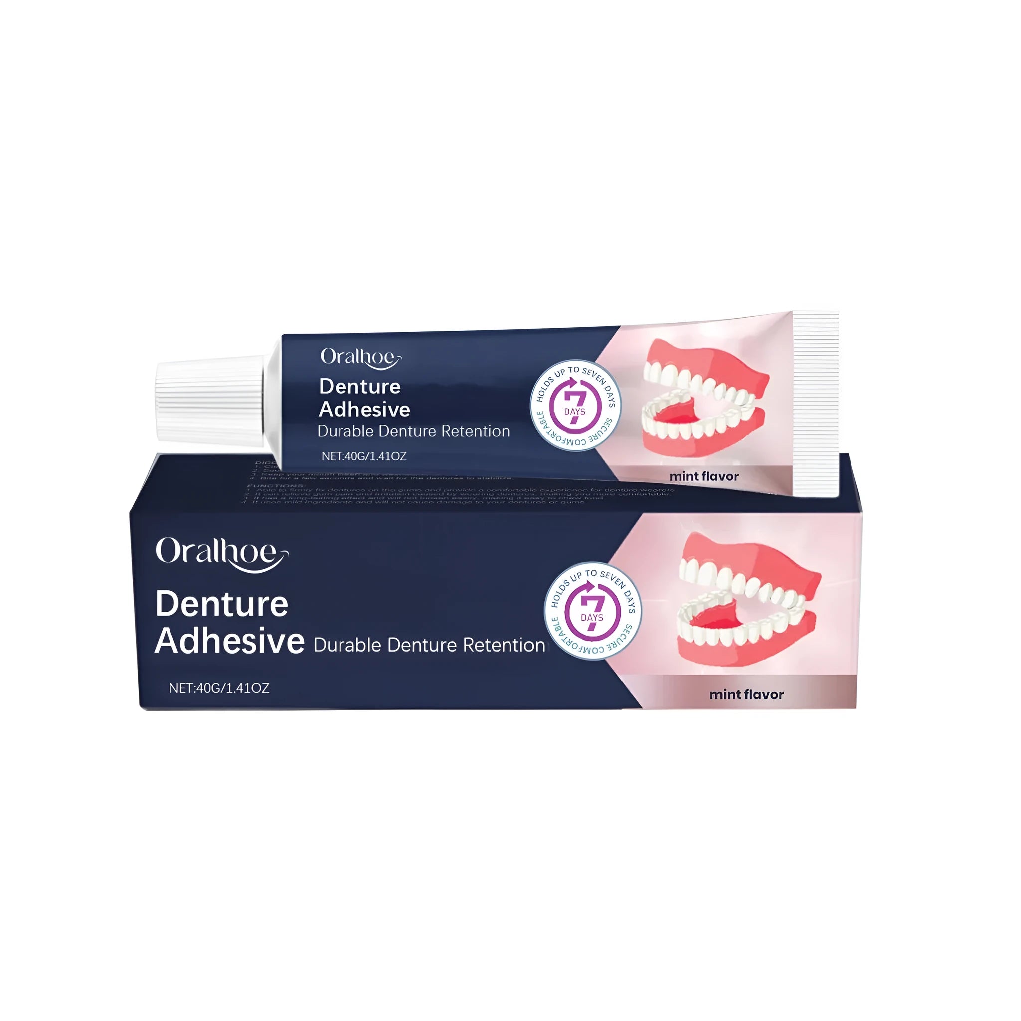 40g tube of denture fixing adhesive cream with menthol for daily denture security