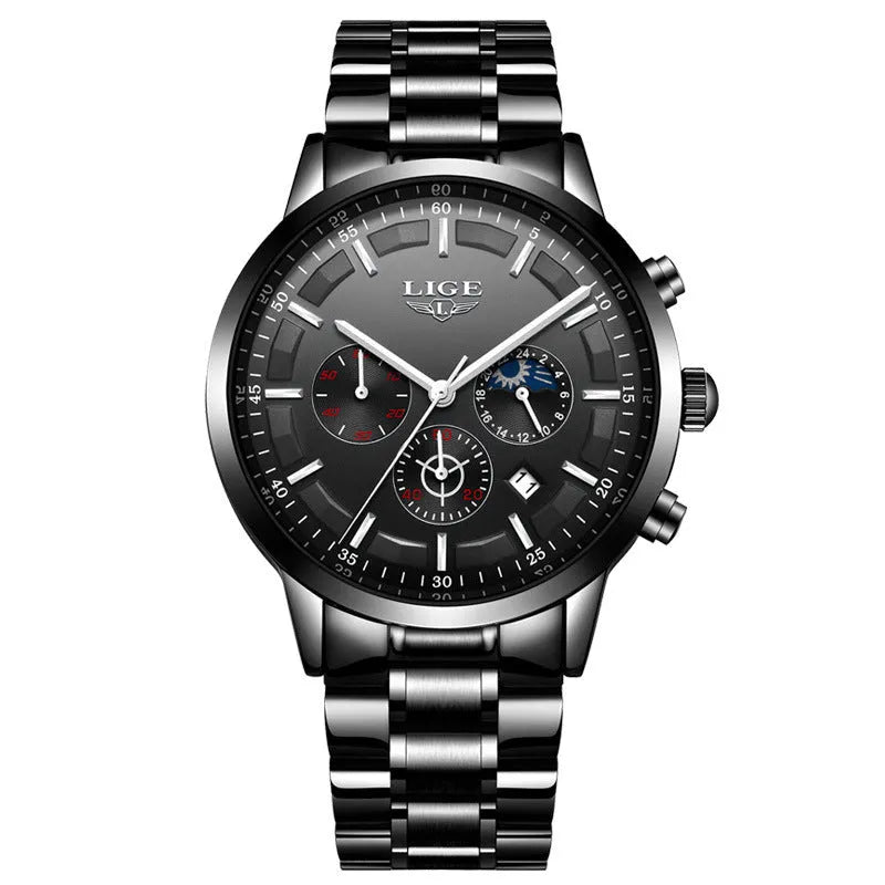 Men's waterproof quartz sports business watch in multiple colour options with 12mm thickness