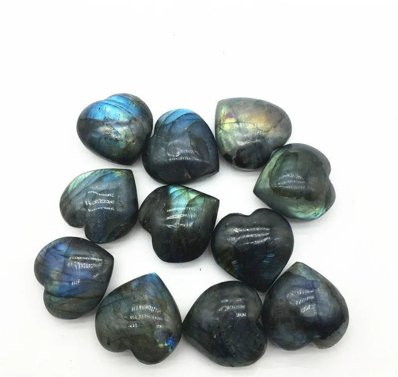 Natural labradorite moonstone heart pendant necklace blue light crystal semi-precious stone 2-4cm