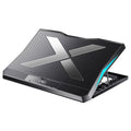 Foldable laptop cooler with metal mesh surface and six fans in black