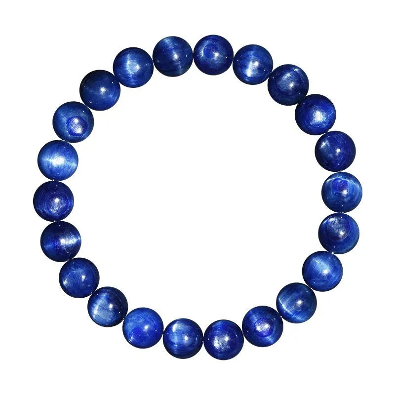 Blue crystal bracelet with geometric beads and ruyi elements in polished grade 7A crystal