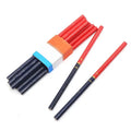 Pack of 10 red and blue two-colour wooden carpenter's pencils with round barrels.