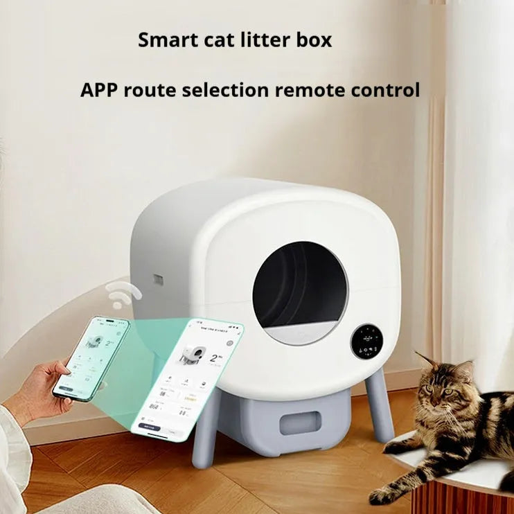 Automatic self-cleaning cat litter box with intelligent sensor system