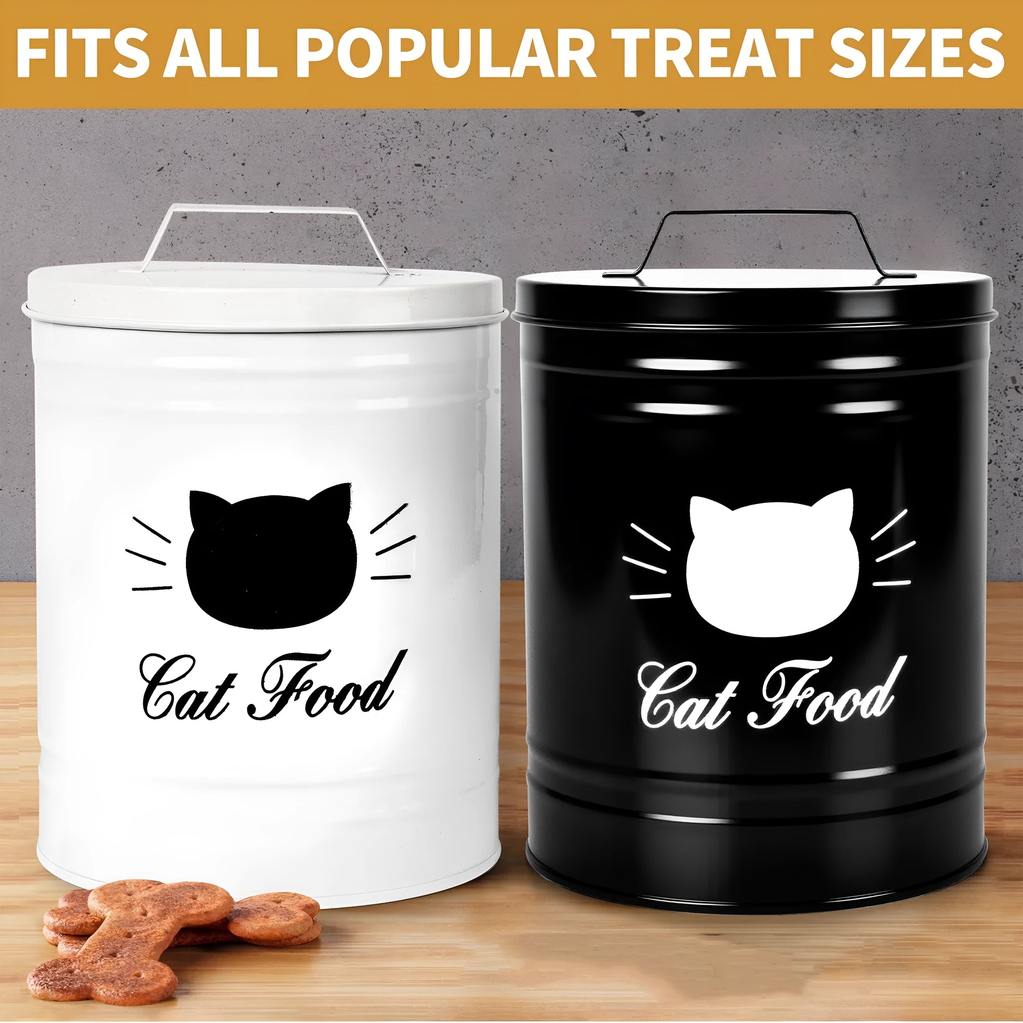 American style round iron sheet storage tin with moisture-proof lid, black and white packaging options