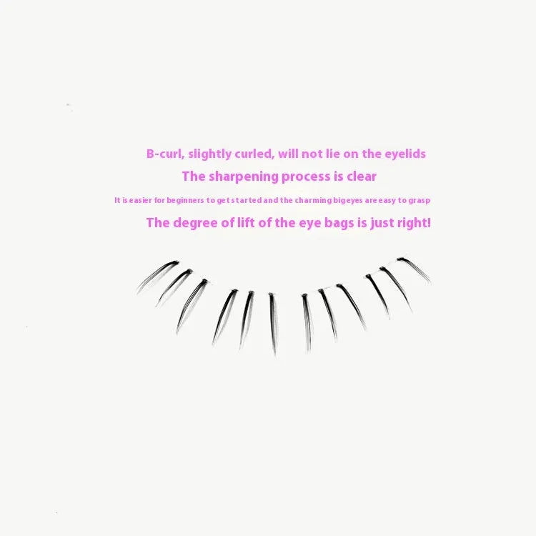 False eyelashes strip with kitten's paw lower lash design and 12 rows of voluminous, pointed artificial fibre lashes.