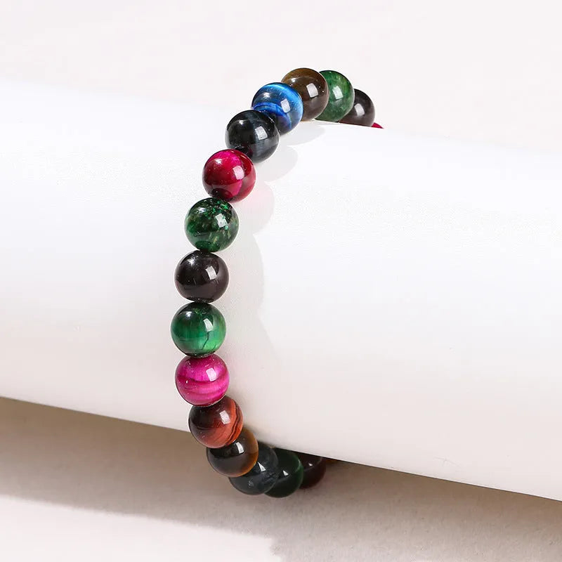 Colourful Tiger Eye gemstone beads in four sizes from 6mm to 12mm for bracelet making