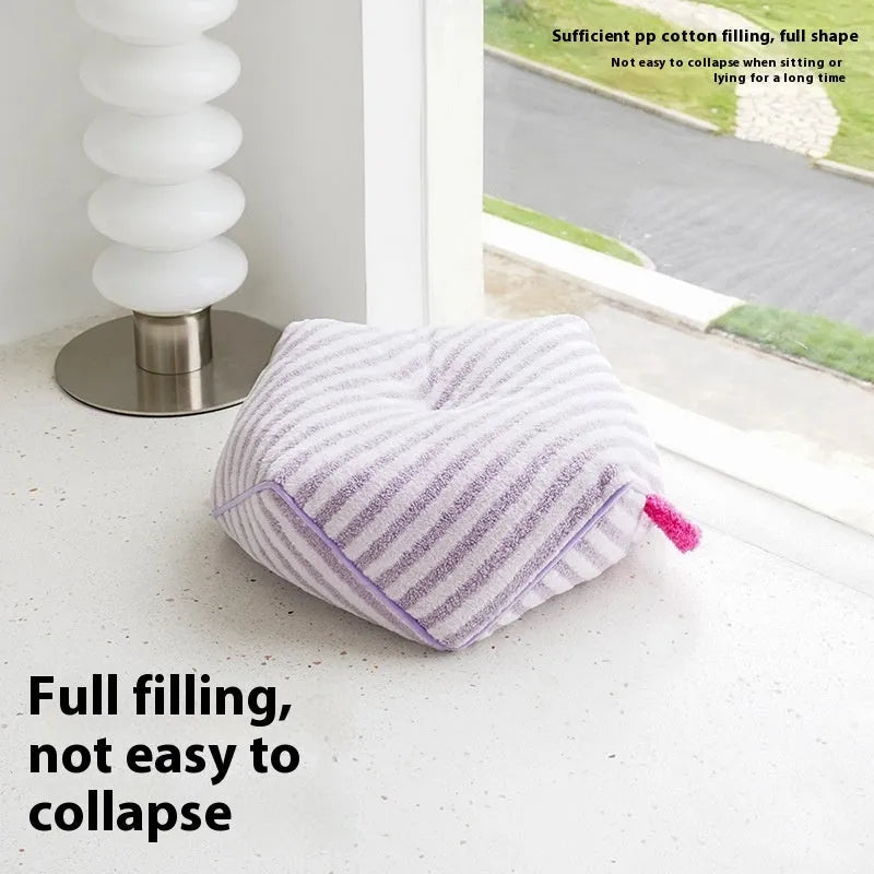 Striped soft velvet pet bed with removable cover in orange, purple or yellow for dogs and cats