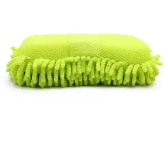 Silver green microfiber chenille car wash sponge measuring 14x25cm for vehicle and household cleaning
