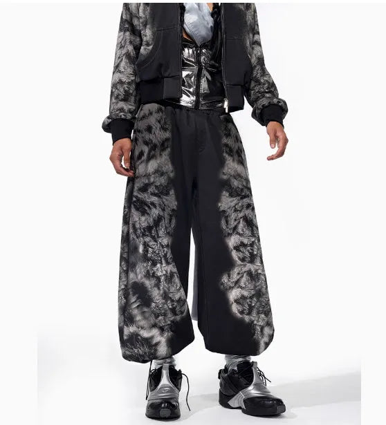 Women's loose fit trousers set with matching hoodie and shorts in polyester streetwear style