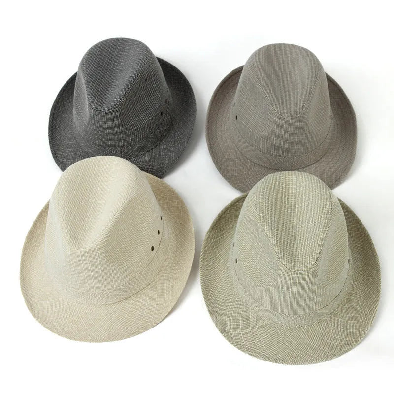 A thickened suit material fedora hat for men in sizes 57cm to 60cm, shown in a dark colour.