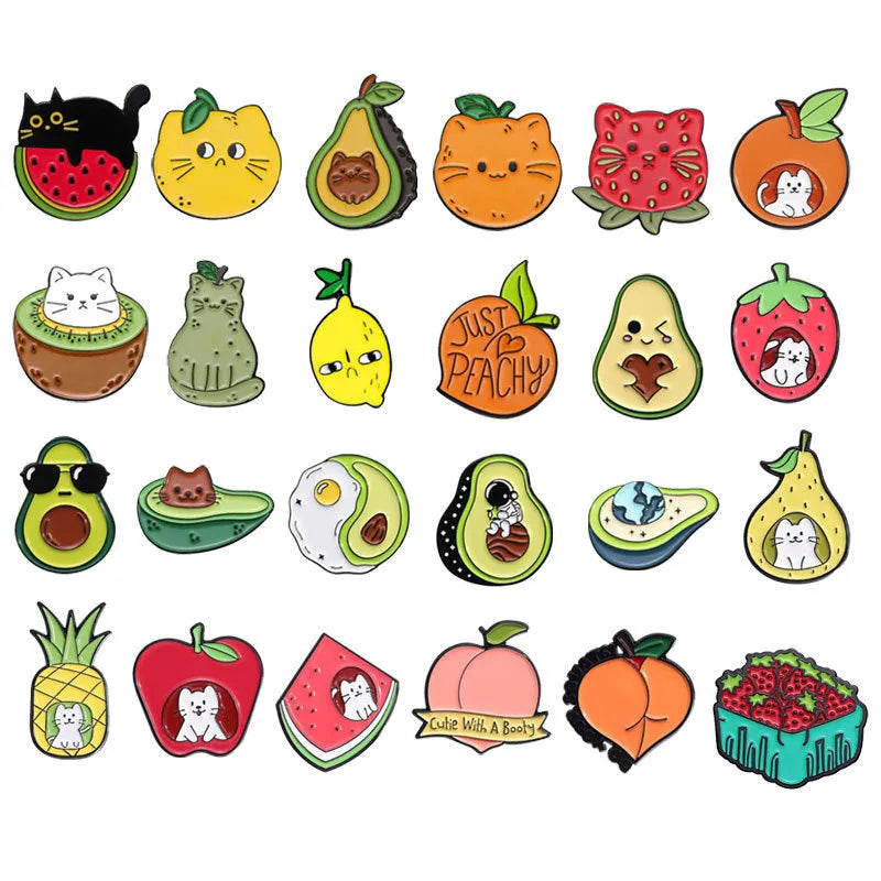 Colourful cartoon fruit zinc alloy brooch with metal pin back