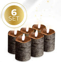 Black LED pillar candle measuring D5 by H7 cm with flickering light effect