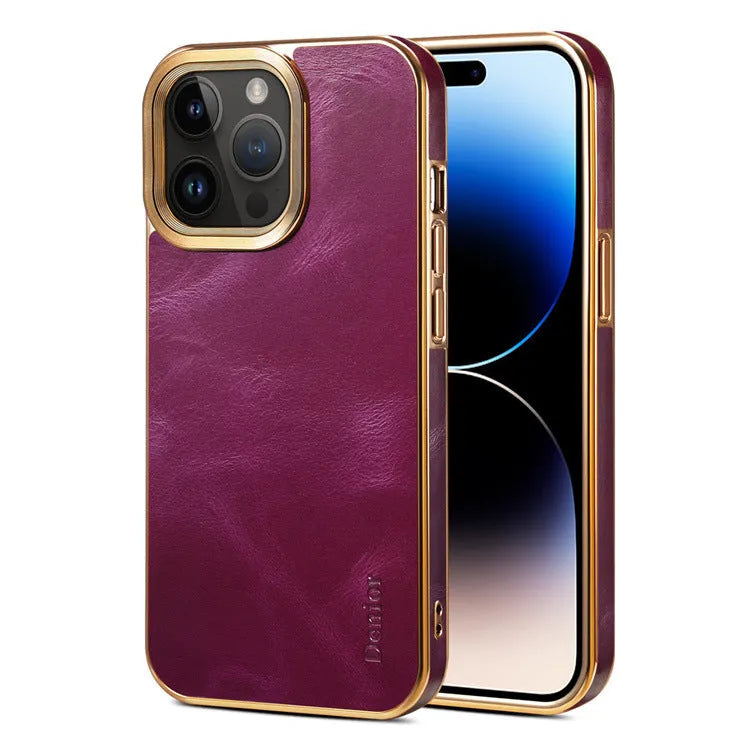 Handmade vintage leather phone case for iPhone with 360 degree protection