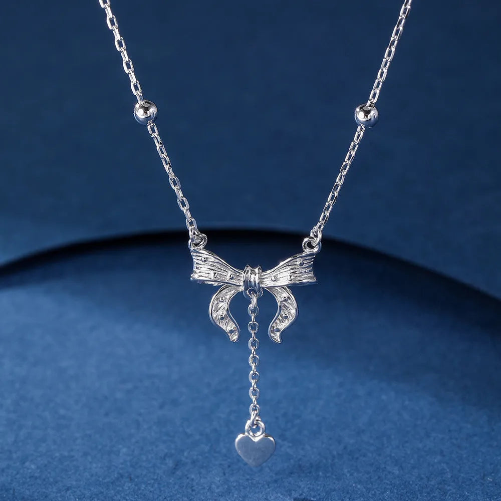S925 sterling silver butterfly heart necklace with adjustable chain and O-ring clasp