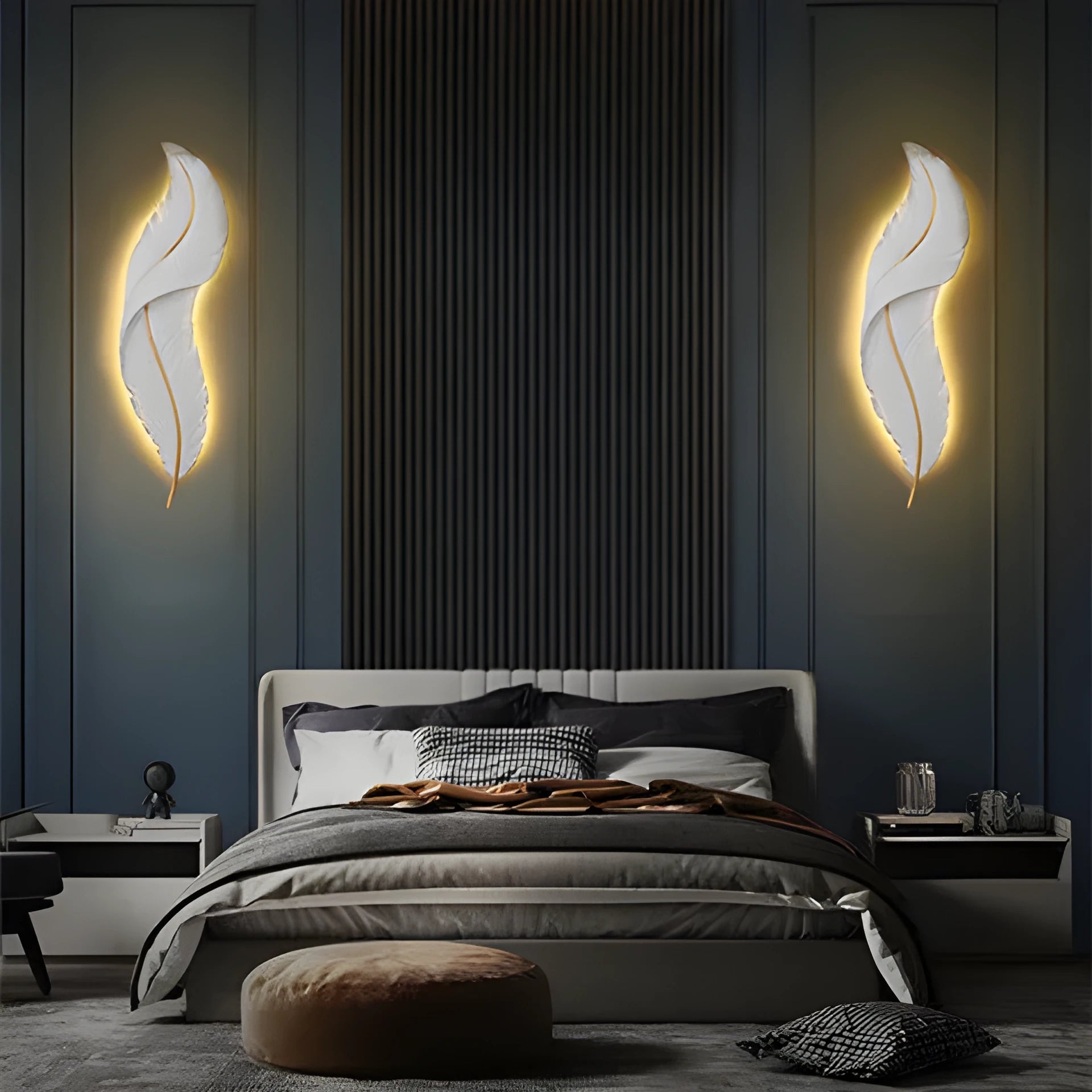 Modern minimalist LED wall lamp with PVC shade tricolor dimming white warm neutral light for bedroom