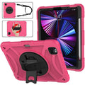 Rotating bracket strap silicone protective case for Apple iPad Pro 11 in colourful rose gold.