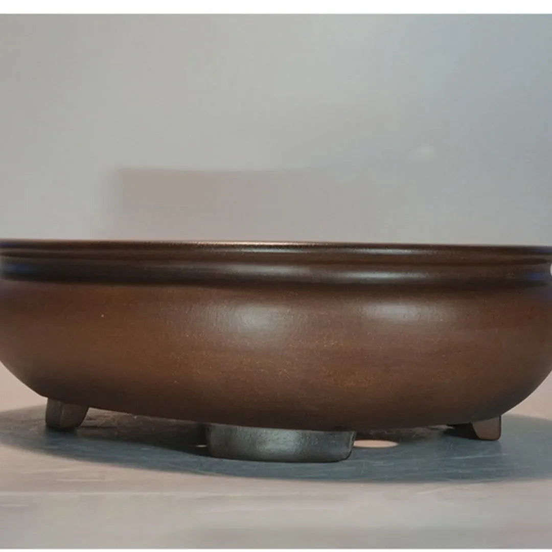 Handmade purple clay flowerpot with classical design for indoor desktop plants