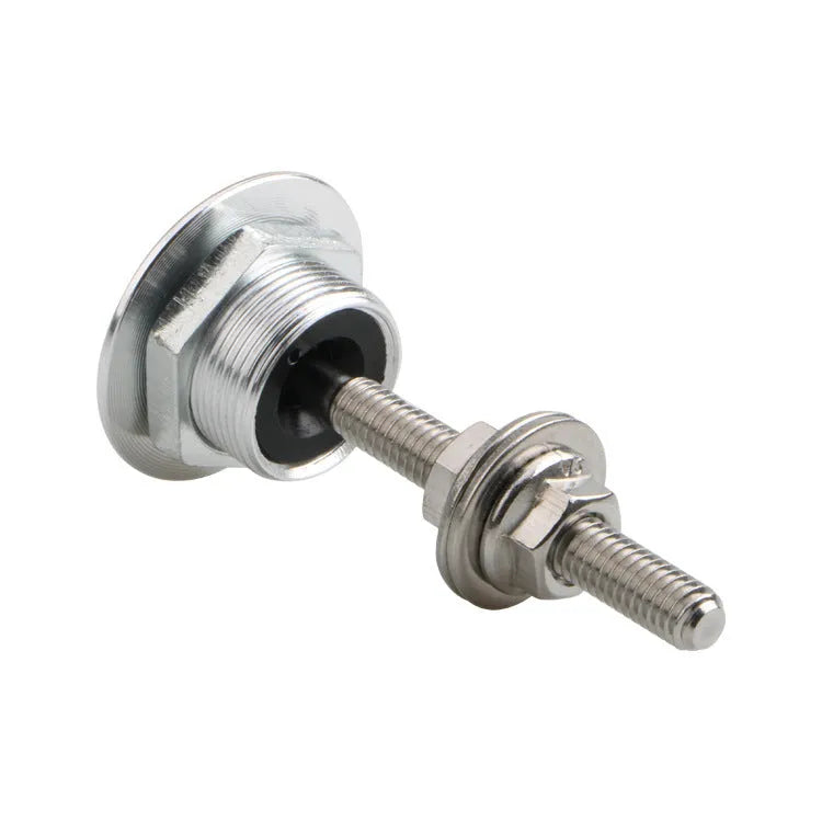30mm diameter aluminium engine cover lock with a long screw, shown in red, silver, black, gold, and blue colour options.