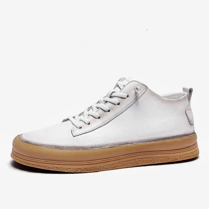 Men's black leather lace-up casual shoes with a round toe and flat rubber sole on a white background.