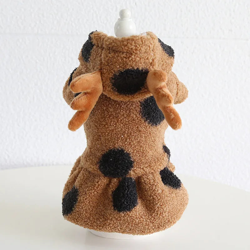 Polka dot elk couple pet clothing for dogs and cats in casual style with five size options