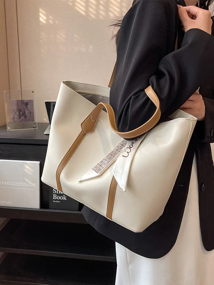 Women's large bucket tote bag with sandwich pocket design in available colour options